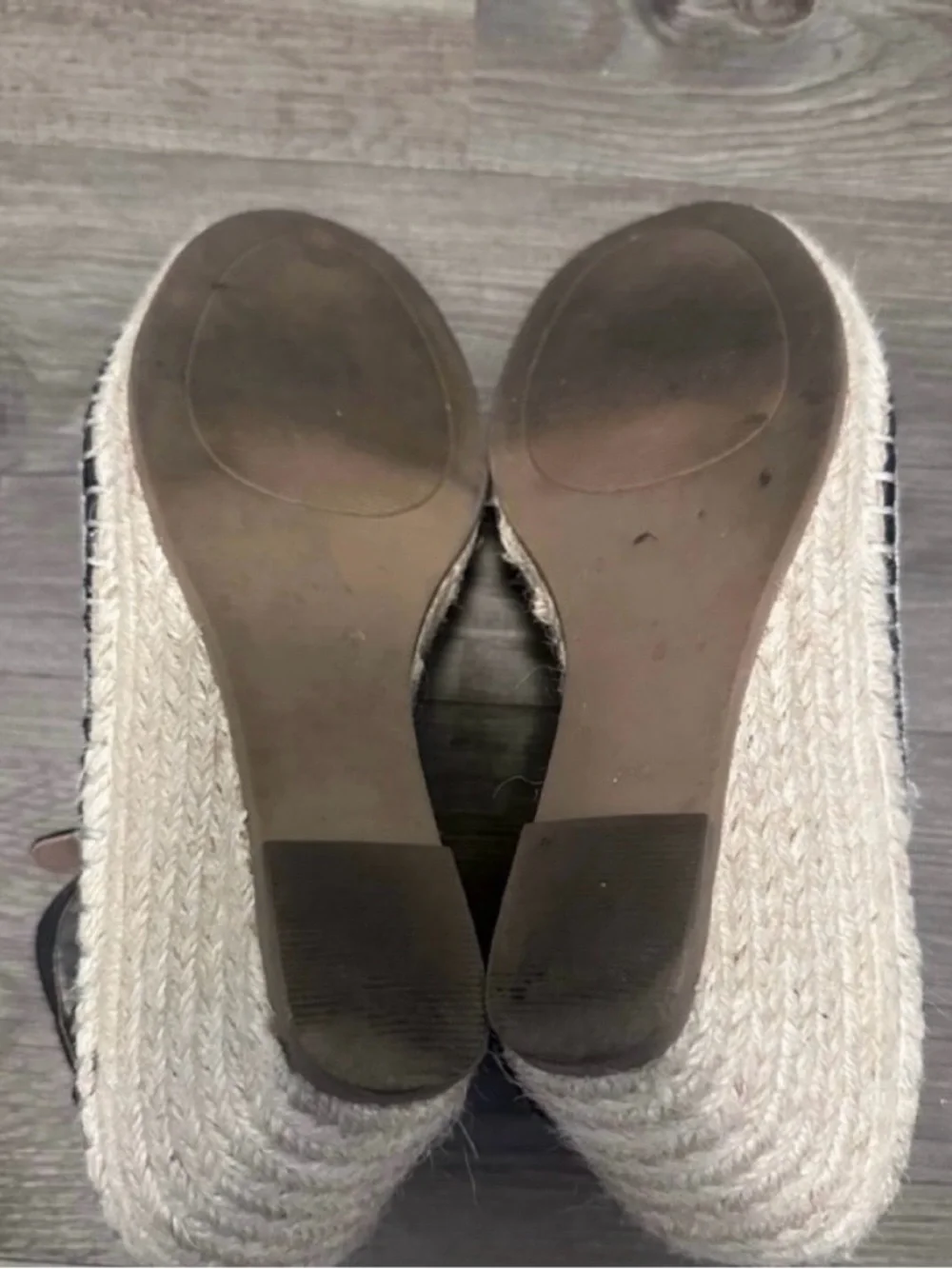 ❤️ Black GAP Wedge Espadrilles Ankle Strap - Size 8